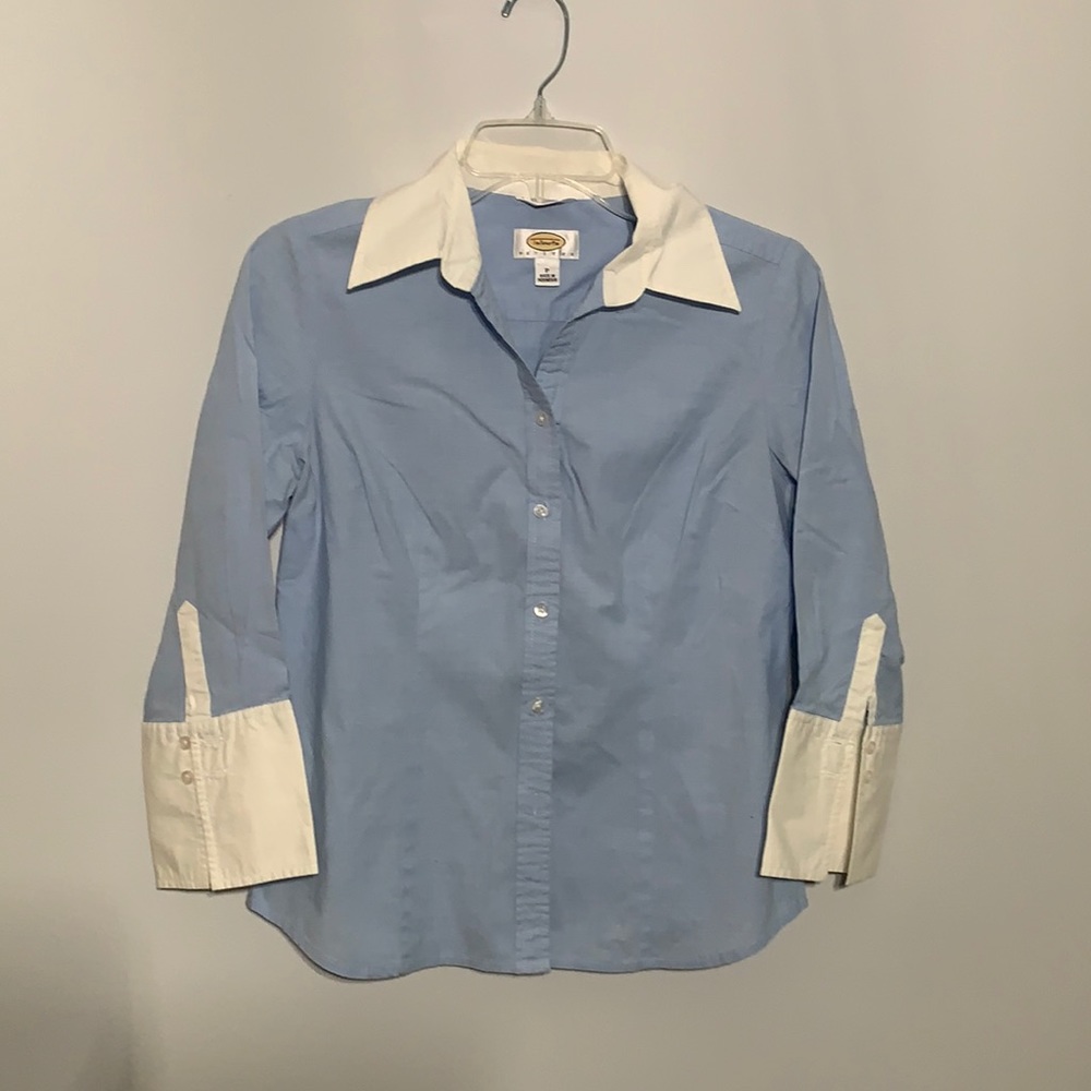Talbots Blue and White Blouse